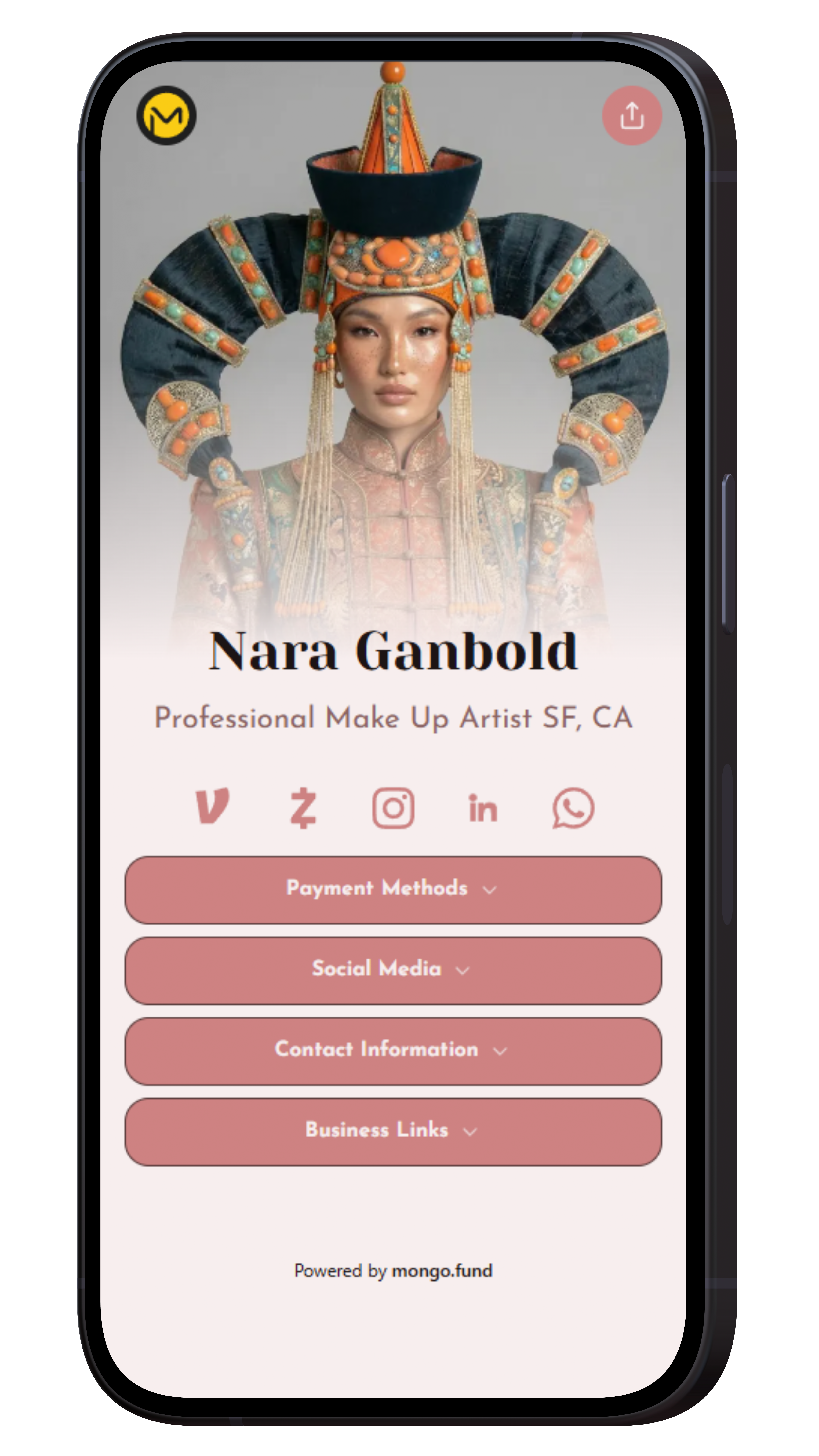 Payment profile mockup